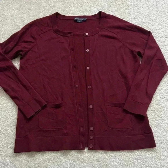 Pendleton Women’s Cardigan Button Up Long Sleeve Sweater Size Small Maroon - Picture 10 of 15